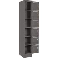 Clean Line Lockerette, 6 -tier, Bank of 4, 48" x 18" x 76", Steel, Charcoal, Rivet (Assembled) St. Lawrence Industrial & Safety Supply