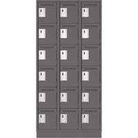 Clean Line Lockerette, 6 -tier, Bank of 3, 36" x 18" x 76", Steel, Charcoal, Rivet (Assembled) St. Lawrence Industrial & Safety Supply