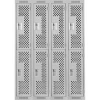 Casiers Clean Line, 2 niveaux, Bloc de 4, 48" x 15" x 72", Acier, Gris, Rivet (assembl&eacute;), Perfor&eacute; St. Lawrence Industrial & Safety Supply