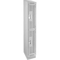 Clean Line Lockers, 2 -tier, 12" x 12" x 82", Steel, Grey, Rivet (Assembled), Perforated St. Lawrence Industrial & Safety Supply