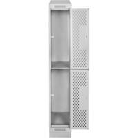Clean Line Lockers, 2 -tier, 12" x 12" x 82", Steel, Grey, Rivet (Assembled), Perforated St. Lawrence Industrial & Safety Supply