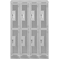 Clean Line Lockers, 2 -tier, Bank of 4, 48" x 15" x 82", Steel, Grey, Rivet (Assembled), Perforated St. Lawrence Industrial & Safety Supply