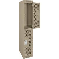 Clean Line Lockers, 2 -tier, 12" x 15" x 72", Steel, Beige, Rivet (Assembled), Perforated St. Lawrence Industrial & Safety Supply