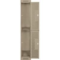 Clean Line Lockers, 2 -tier, 12" x 15" x 72", Steel, Beige, Rivet (Assembled), Perforated St. Lawrence Industrial & Safety Supply