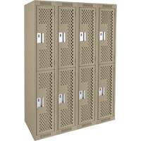 Clean Line Lockers, 2 -tier, Bank of 4, 48" x 12" x 72", Steel, Beige, Rivet (Assembled), Perforated St. Lawrence Industrial & Safety Supply