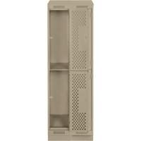 Clean Line Lockers, 2 -tier, Bank of 2, 24" x 15" x 82", Steel, Beige, Rivet (Assembled), Perforated St. Lawrence Industrial & Safety Supply