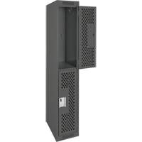 Clean Line Lockers, 2 -tier, 12" x 15" x 72", Steel, Charcoal, Rivet (Assembled), Perforated St. Lawrence Industrial & Safety Supply
