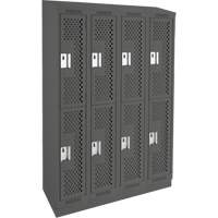 Clean Line Lockers, 2 -tier, Bank of 4, 48" x 15" x 82", Steel, Charcoal, Rivet (Assembled), Perforated St. Lawrence Industrial & Safety Supply
