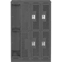 Clean Line Lockers, 2 -tier, Bank of 4, 48" x 15" x 82", Steel, Charcoal, Rivet (Assembled), Perforated St. Lawrence Industrial & Safety Supply