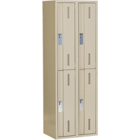 Concorde Heavy-Duty Lockers, 2 -tier, Bank of 2, 24" x 18" x 72", Steel, Beige, Welded (Assembled) St. Lawrence Industrial & Safety Supply
