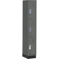 Concorde Heavy-Duty Lockers, 3 -tier, 12" x 18" x 76", Steel, Charcoal, Welded (Assembled) St. Lawrence Industrial & Safety Supply