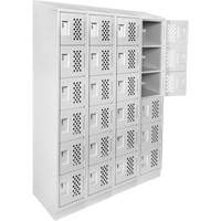 Casiers &eacute;conomiques perfor&eacute;s et assembl&eacute;s Clean Line, 6 niveaux, Bloc de 4, 18" x 72" x 12", Acier St. Lawrence Industrial & Safety Supply