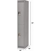 Lockers, 2 -tier, 12" x 18" x 72", Steel, Grey, Knocked Down St. Lawrence Industrial & Safety Supply