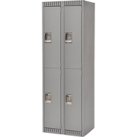 Lockers, 2 -tier, Bank of 2, 24" x 18" x 72", Steel, Grey, Knocked Down St. Lawrence Industrial & Safety Supply