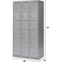 Lockers, 6 -tier, Bank of 3, 36" x 18" x 72", Steel, Grey, Knocked Down St. Lawrence Industrial & Safety Supply