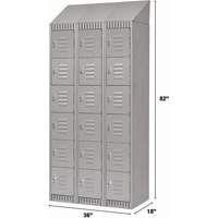 Lockers, 6 -tier, Bank of 3, 36" x 18" x 82", Steel, Grey, Knocked Down St. Lawrence Industrial & Safety Supply