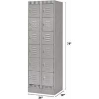 Lockers, 6 -tier, Bank of 2, 24" x 18" x 76", Steel, Grey, Knocked Down St. Lawrence Industrial & Safety Supply