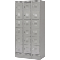 Lockers, 6 -tier, Bank of 3, 36" x 18" x 76", Steel, Grey, Knocked Down St. Lawrence Industrial & Safety Supply