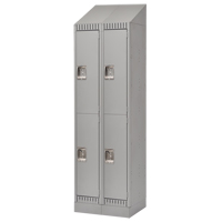 Lockers, 2 -tier, Bank of 2, 24" x 18" x 86", Steel, Grey, Knocked Down St. Lawrence Industrial & Safety Supply