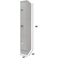 Casiers, 3 niveaux, 12" x 18" x 76", Acier, Gris, D&eacute;mont&eacute; St. Lawrence Industrial & Safety Supply