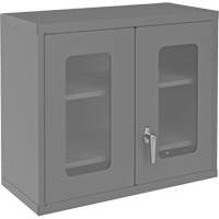 Armoire de rangement murale avec portes transparentes, 26-15/16" h x 29-7/8" la x 13-11/16" p, 2 tablettes, Acier, Gris St. Lawrence Industrial & Safety Supply