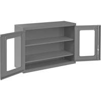 Armoire de rangement murale avec portes transparentes, 26-15/16" h x 35-7/8" la x 13-11/16" p, 2 tablettes, Acier, Gris St. Lawrence Industrial & Safety Supply