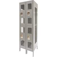 Vented Lockers, 2 -tier, Bank of 2, 24" x 18" x 78", Steel, Grey, Knocked Down, Perforated St. Lawrence Industrial & Safety Supply