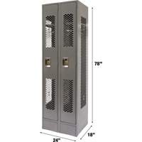Vented Lockers, Bank of 2, 24" x 18" x 78", Steel, Grey, Knocked Down, Perforated St. Lawrence Industrial & Safety Supply