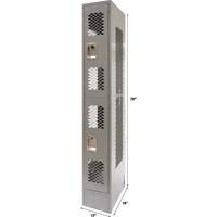 Vented Lockers, 2 -tier, 12" x 18" x 78", Steel, Grey, Knocked Down, Perforated St. Lawrence Industrial & Safety Supply