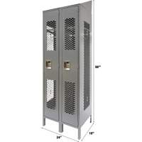 Vented Lockers, Bank of 2, 24" x 18" x 88", Steel, Grey, Knocked Down, Perforated St. Lawrence Industrial & Safety Supply