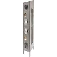 Vented Lockers, 2 -tier, 12" x 18" x 88", Steel, Grey, Knocked Down, Perforated St. Lawrence Industrial & Safety Supply