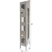 Vented Lockers, 2 -tier, 12" x 18" x 88", Steel, Grey, Knocked Down, Perforated St. Lawrence Industrial & Safety Supply