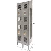 Vented Lockers, 2 -tier, Bank of 2, 24" x 18" x 88", Steel, Grey, Knocked Down, Perforated St. Lawrence Industrial & Safety Supply