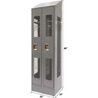 Vented Lockers, Bank of 2, 24" x 18" x 88", Steel, Grey, Knocked Down, Perforated St. Lawrence Industrial & Safety Supply
