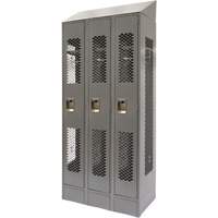 Vented Lockers, Bank of 3, 36" x 18" x 88", Steel, Grey, Knocked Down, Perforated St. Lawrence Industrial & Safety Supply