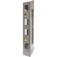 Vented Lockers, 2 -tier, 12" x 18" x 88", Steel, Grey, Knocked Down, Perforated St. Lawrence Industrial & Safety Supply