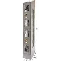Vented Lockers, 2 -tier, 12" x 18" x 88", Steel, Grey, Knocked Down, Perforated St. Lawrence Industrial & Safety Supply