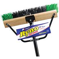 Ryno Push Broom with Braced Handle, 18", Stiff, PVC Bristles St. Lawrence Industrial & Safety Supply