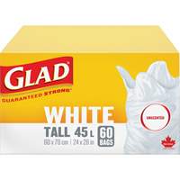 Sacs &agrave; ordures hauts 45 L sans parfum, R&eacute;gulier, 24" la x 28" lo, Blanc St. Lawrence Industrial & Safety Supply