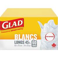 Sacs &agrave; ordures hauts 45 L sans parfum, R&eacute;gulier, 24" la x 28" lo, Blanc St. Lawrence Industrial & Safety Supply