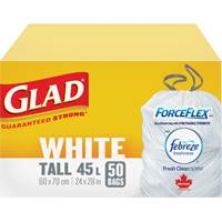 Sacs &agrave; ordures hauts 45 L avec Febreze, R&eacute;gulier, 24" la x 28" lo, Blanc St. Lawrence Industrial & Safety Supply