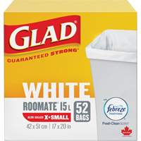 Tr&egrave;s petits sacs &agrave; ordures 15 L avec Febreze, R&eacute;gulier, 17" la x 20" lo, Blanc St. Lawrence Industrial & Safety Supply