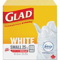 Petits sacs &agrave; ordures 25 L avec Febreze, R&eacute;gulier, 20" la x 20" lo, Blanc St. Lawrence Industrial & Safety Supply