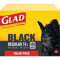 Sacs &agrave; ordures 74 L, R&eacute;gulier, 26" la x 33" lo, Noir St. Lawrence Industrial & Safety Supply