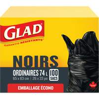 Sacs &agrave; ordures 74 L, R&eacute;gulier, 26" la x 33" lo, Noir St. Lawrence Industrial & Safety Supply