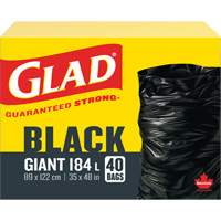 Sacs &agrave; ordures 184 L, R&eacute;gulier, 35" la x 48" lo, Noir St. Lawrence Industrial & Safety Supply
