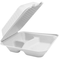 Contenants &agrave; charni&egrave;re pour nourriture compostable avec compartiments, Bagasse, Carr&eacute;e St. Lawrence Industrial & Safety Supply
