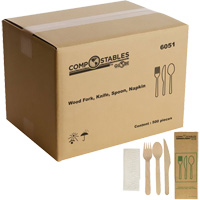 Wood Cutlery Set in Paper Bag St. Lawrence Industrial & Safety Supply