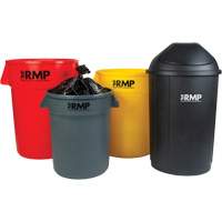 Bac &agrave; d&eacute;chets demi-rond avec couvercle, Poly&eacute;thyl&egrave;ne, 21 gal. US St. Lawrence Industrial & Safety Supply
