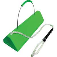 Checkers Safety SafeRay  Aircraft Wheel Chock with Loop Rope Cable Handle, Urethane, Fluorescent Green, 24" W x 8" D x 6" H St. Lawrence Industrial & Safety Supply